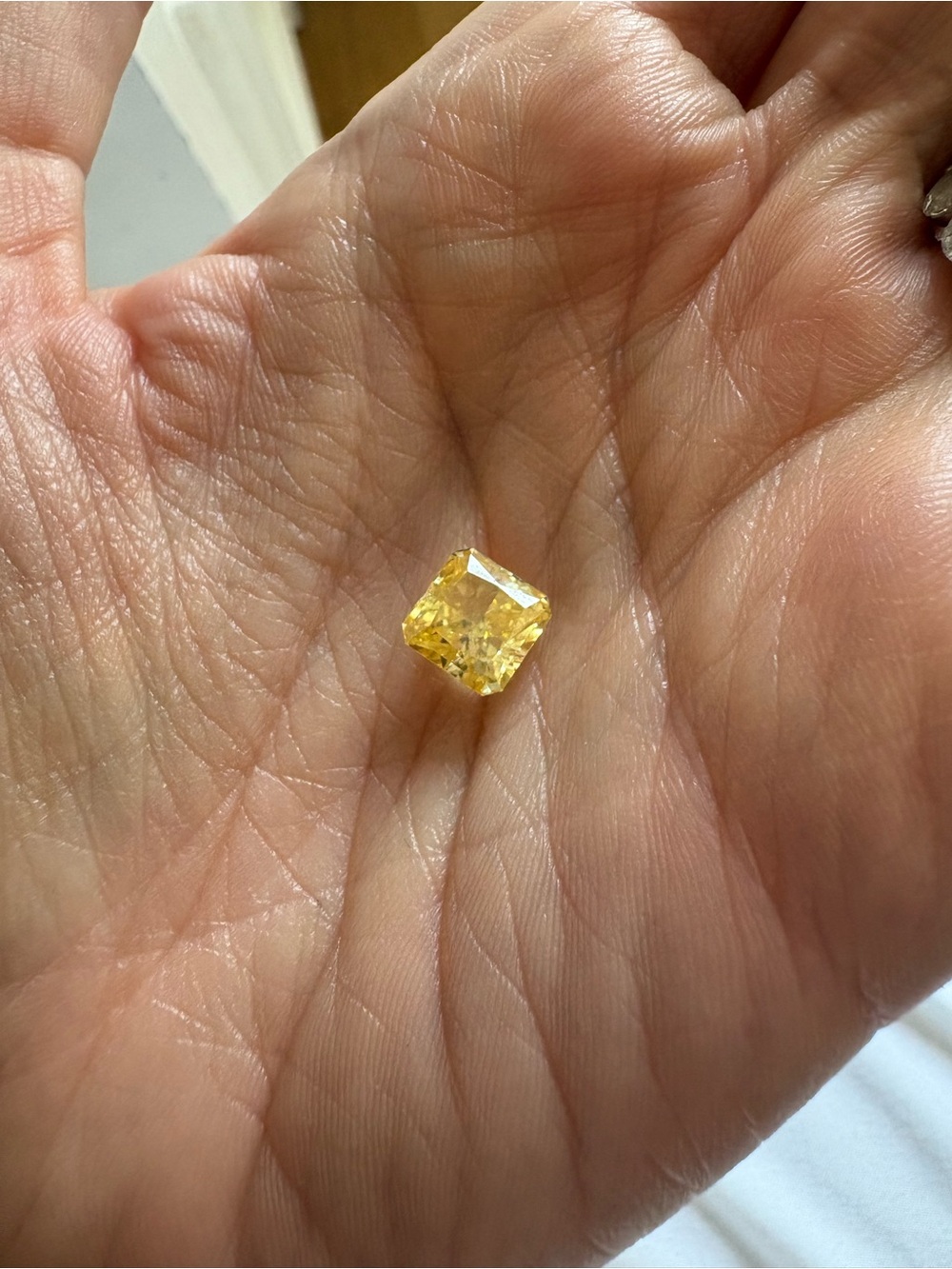 3 carat vivid yellow canary moissanite stone
